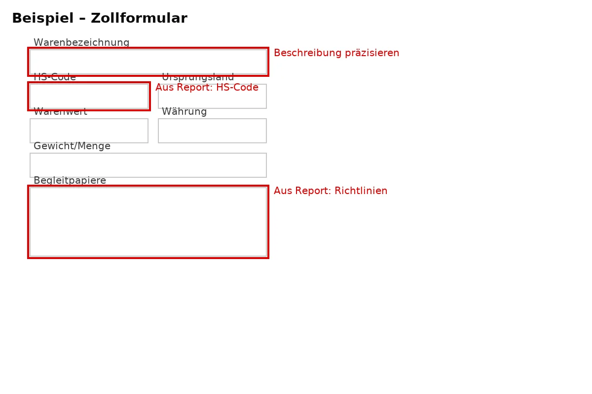 Leitfaden (Deutsch): Markierte Felder